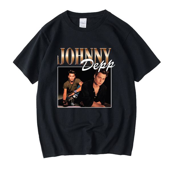 

johnny depp 90s vintage black tshirt men t shirt casual retro graphic t shirts cotton t-shirt man woman tees