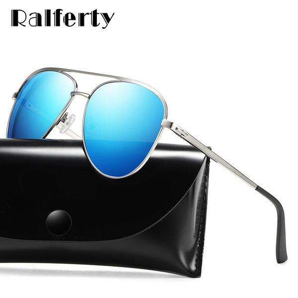 

ralferty sunglasses men polarized uv400 2020 pilot sun glasses male blue mirror spring hinge gunes gozlug d202042, White;black