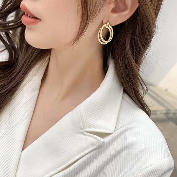 

quality new vintage irregular circle matte metal gold color stud earrings for women fashion geometric holiday jewelry gifts