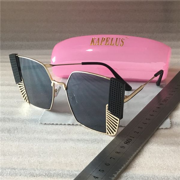 

kapelus metal frame sunglasses square big face sunglasses openwork mosaic glasses, White;black