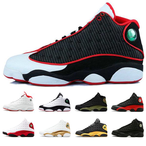 

13 men basketball shoes black red white bred dmp black cat he got game playoffs grey toe history of flight sneaker shoes