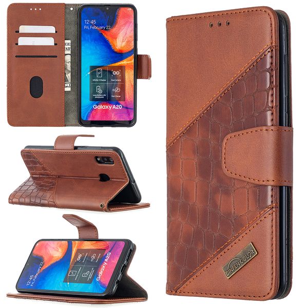 

for samsung galaxy a20 case flip cover stand wallet pu leather color matching crocodile with card slot for samsung galaxy a30