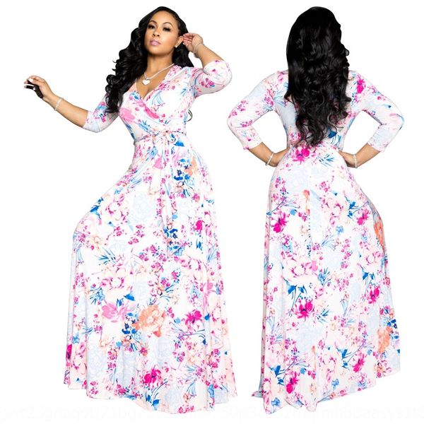 

large size elegant 2020 new autumn women's bohemian floral long large size elegant 2020 new autumn women's bohemian floral dress d, Black;gray