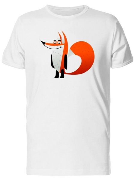 

red fox cartoon, cute men's tee -image by retro o neck tee shirt