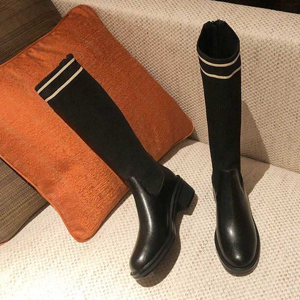 

новая зима теплая fur boots женщины тонкий эластичная ткань платформа колено высокие сапоги зимние ботинки над коленом ladies long, Black