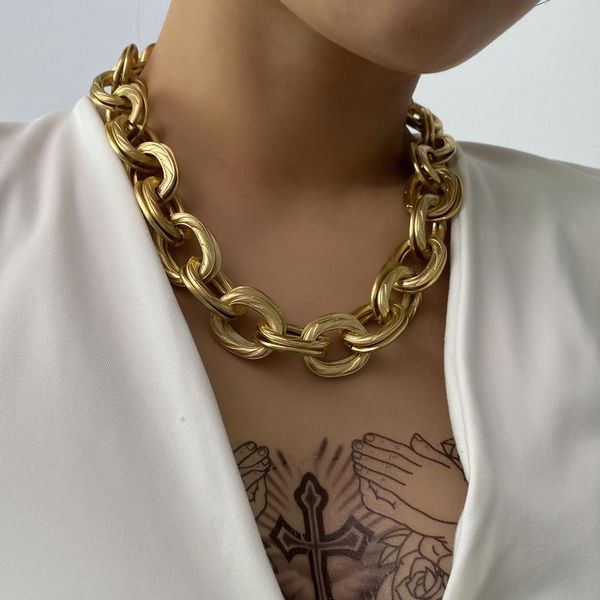 

fashion double-deck gold metal massive chain necklace vintage woman geometry wide long chain necklace jewelry accesories, Silver