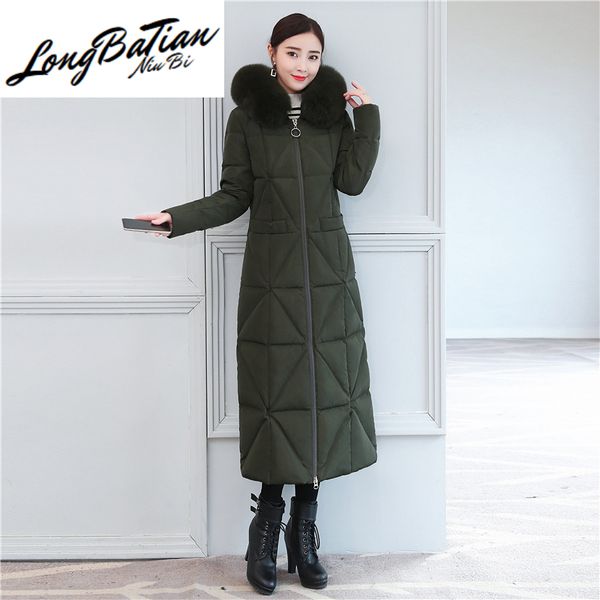 

large women's fur thick winter coat female 2020 korean long duck down jacket woman hooded hiver 20, Black