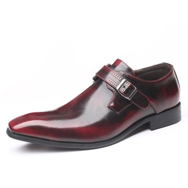 

buckle men formal wedding shoes low heel oxfords large size man dress shoes pointed toe big yards 48 brogues, Black