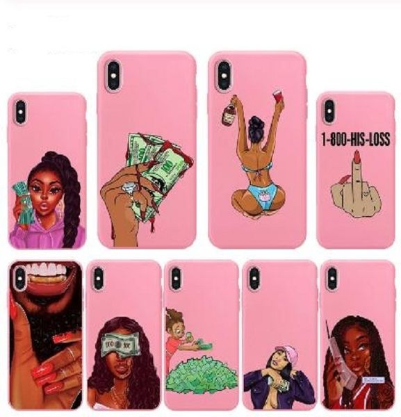 

make money black head girl phone case for iphone 11 case xr 11 pro max x xs max 7 8 6s se 2020 plus matte tpu coque cases