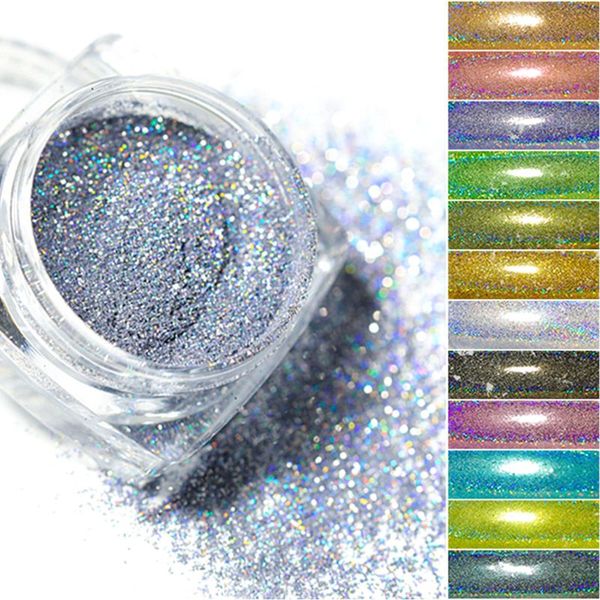 

1g nail art holographic glitter powder manicure decorations tool for women girls, Silver;gold