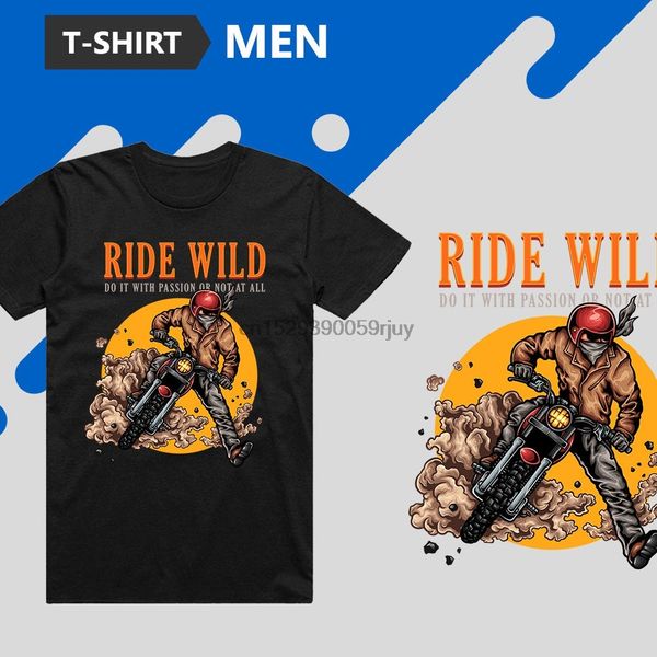 

man t shirt ride wild short sleeve black or white custom design