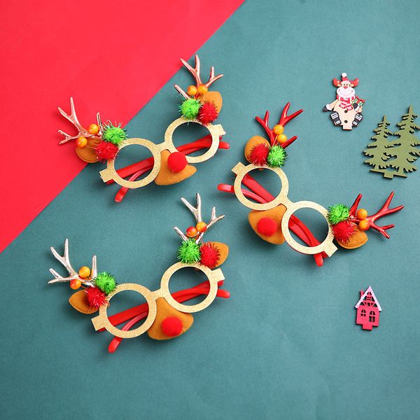 

2020 christmas creative antler decoration glasses party atmosphere decorations children's prize gifts small gifts red gold and bronze