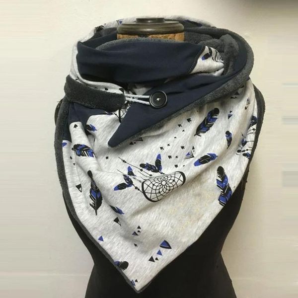 

ladies retro personality printed scarf fashionable and comfortable skin-friendly autumn and winter warm multifunctional f04, Blue;gray