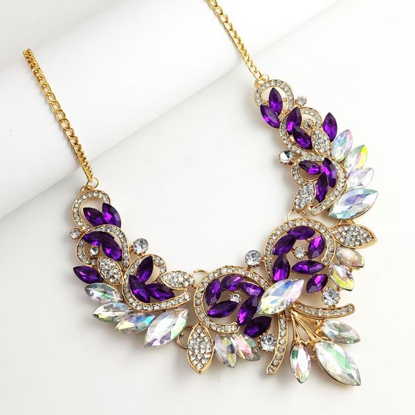 

kolye collares is tasted european and american fashion brand jewelry wholesale flower set auger exaggerated female necklace, Silver