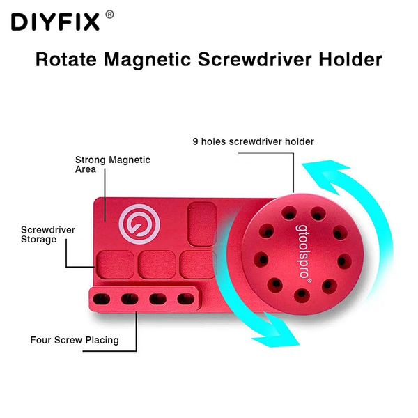 

diyfix magnetic 9 holes screwdriver box components tweezers sorting parts stand deskrack for phone repair tool accessories