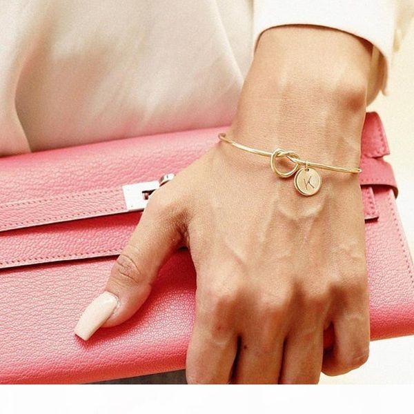 

europe and the united states knotted bracelets personality wild three-color 26 letters combination bracelet wholesale knot bangle, Black