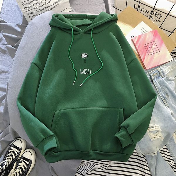 

plus velvet korean women's sweatshirt autumn and winter fashion embroidery student loose hoodies wild jacket drop shipping, Black