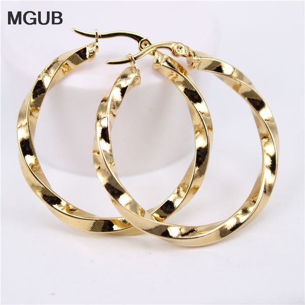 

hoop & huggie 4mm thick vacuum smooth and beautiful earrings 30mm40mm50mm size selection lightweight lh637, Golden;silver