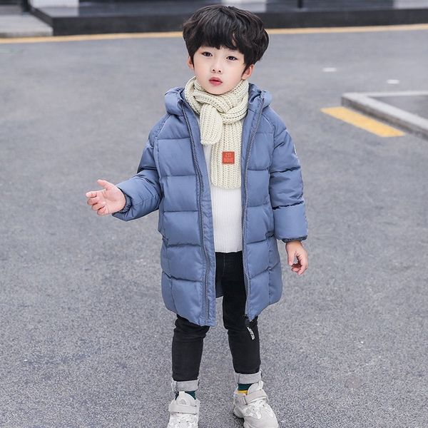 

boys and girls down jacket cotton clothing autumn and winter zipper hooded thick coat children's windproof warm cotton clothing, Blue;gray