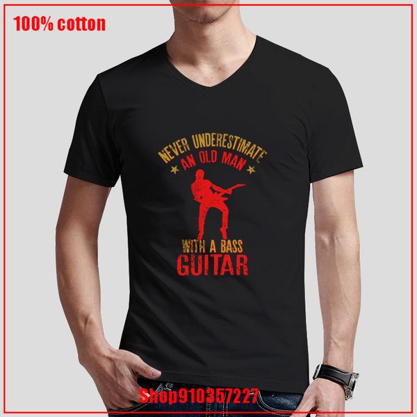 

new arrival 2020 t shirt cotton love v-neck casual never underestimate an man with a bass guitar print print short sleeve