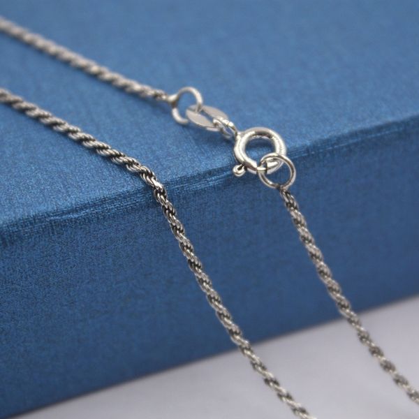 

новый fine pure s925 silver chain женщины мужчины 1.3mm rope цепь link 18inch 3-4 г