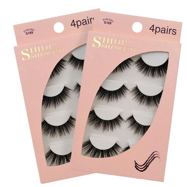 

false eyelashes 4 pairs makeup set 3d mink fake long extension curlety professional hand-made cosmetic