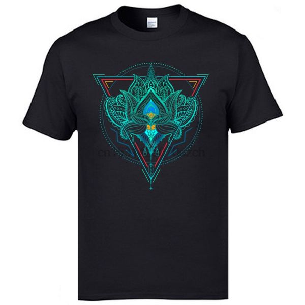 

men's slim fit t-shirts the flower of life lotus samsara picture round collar leisure tees 3xl print t shirt