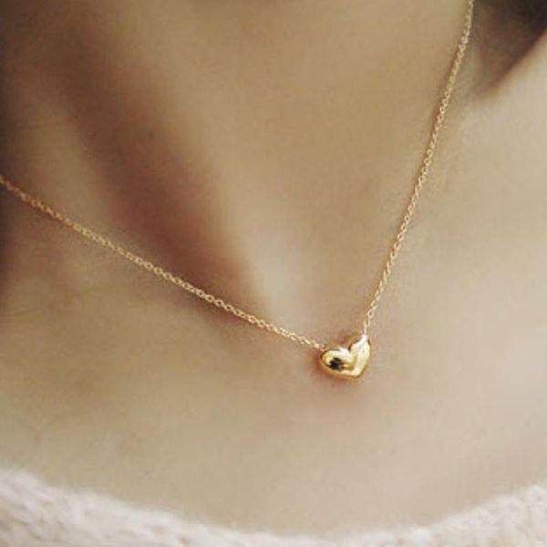 

gold chain choker necklace heart shape pendent necklace long chain delicate fashion choker jewelry gift for women gifts, Silver