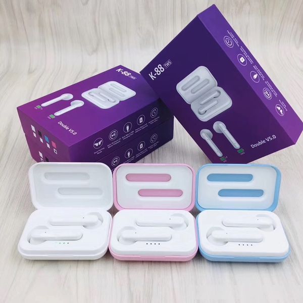 

k88 tws wireless bluetooth 5.0 headset headphones handssport portable mini earphones k-88 touch control hifi sound stereo earbuds
