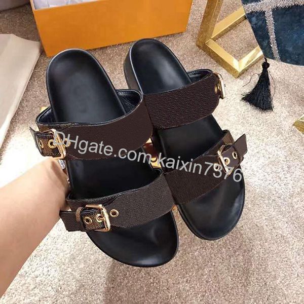 Kadın Erkekler Sandalet Lüks Tasarımcı Lady Beyler Renkli Tuval Terlik Mektup Anatomik Deri Slide Flip Flop 6 Stil Model