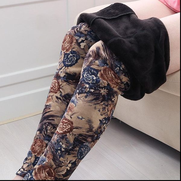 

lady winter leggings women tattoo velvet warm pants fashion floral legging cashmere capris leopard crocodile black pant