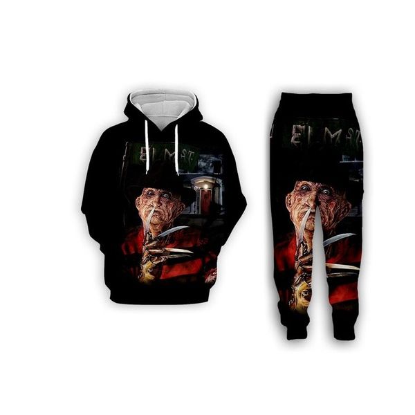 

new fashion mens/womens a nightmare on elm street freddy krueger funny 3d print casual hoodie+pants s297, Gray