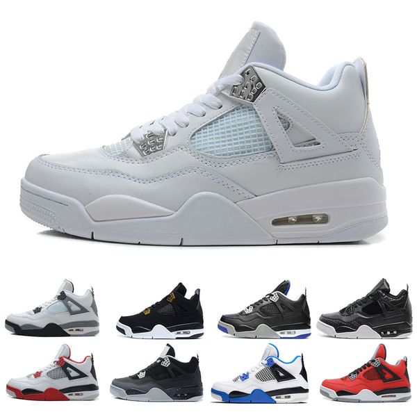 

2020 4s military blue cavs white cement basketball shoes for men new thunder oreo pure money black cat mens trainers sports sneakers