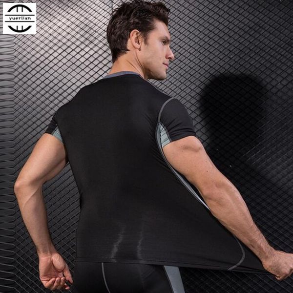 

men pro shaper compression underwear 3d cut tight t-shirt,cool high elastic sweat quick-dry wicking sport fitness short sleeve, Gray;blue