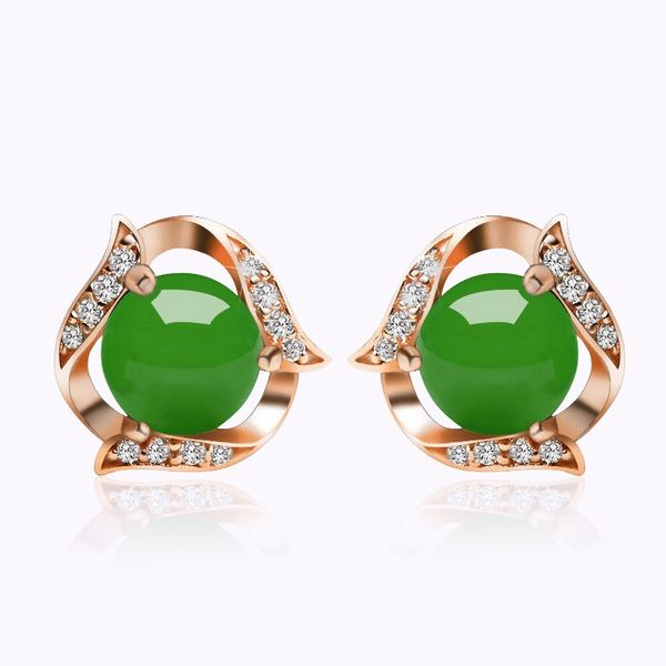 

dangle & chandelier 925 sterling silver color earring for women natural round jade earrings zircon diamond cut stone gem fine jewelry