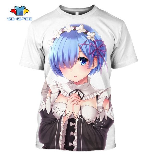 

re:zero ram and rem 3d anime summer street wear men 3d print shirts kawaii oversized hentai men clothing