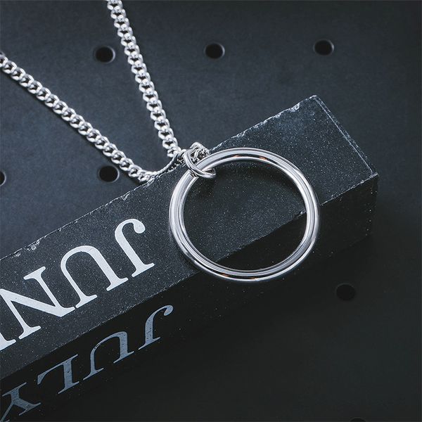 

round necklace women simple pendant necklace circle stainless steel chain fashion jewelry on the neck women accessorie, Silver
