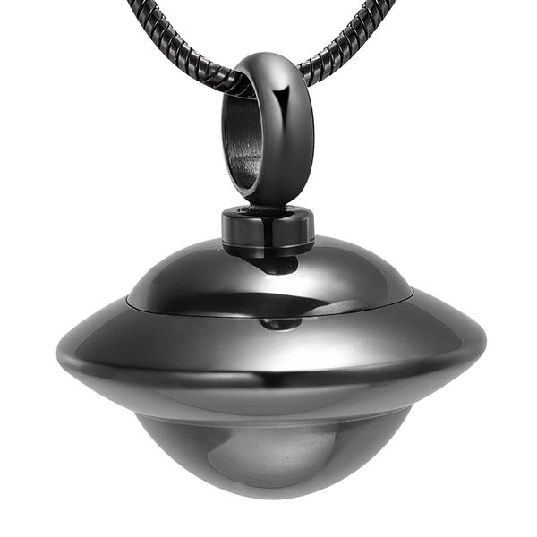 

ijd10065 stainless steel cremation keepsake black spaceship necklace for ashes urn holder keepsake memorial pendant jewelry, Silver