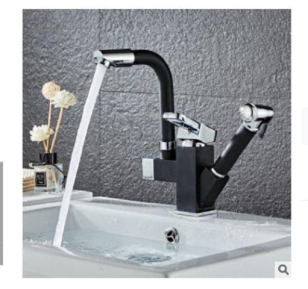 

2020 kitchen faucet and cold draw type wash basin bowl sink sink retractable rotation black kitchen faucet splash proof