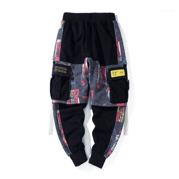 

pocket lace up homme pants mens designer contrasting little feet casual pants loose multi, Black