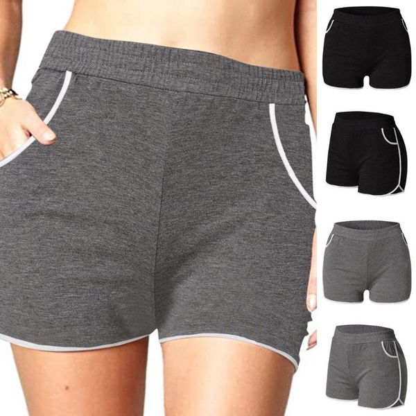 

women's fitness yoga short workout push up tight sports short patchwork beach with pocket high-waist hip gym shorts 2020, White;red