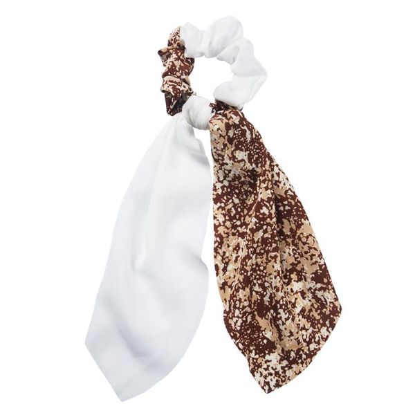 

2020 bohemian leopard scrunchies scarf ponytail woman elastic hair bands vintage double color rope ties chiffon silk hairbands