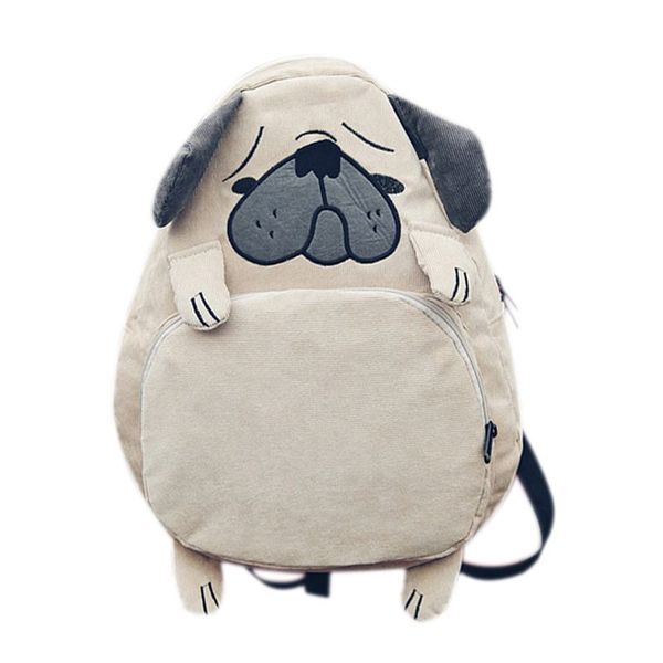 

women backpack schoolbag cute dog backpack female vintage notebook for girls school(khaki