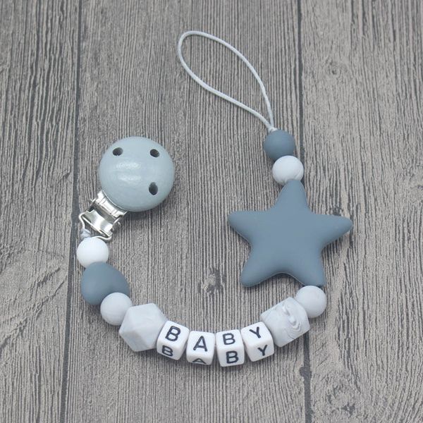 

personalized name handmade pacifier clips holder chain silicone pacifier chains five star baby teether teething chain