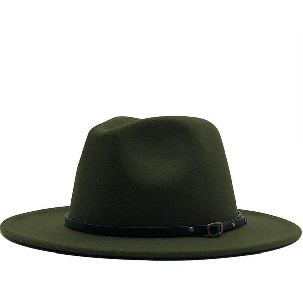 

new men women wide brim wool felt hat formal party jazz trilby fedora hat with belt buckle yellow orange yellow panama cap, Blue;gray