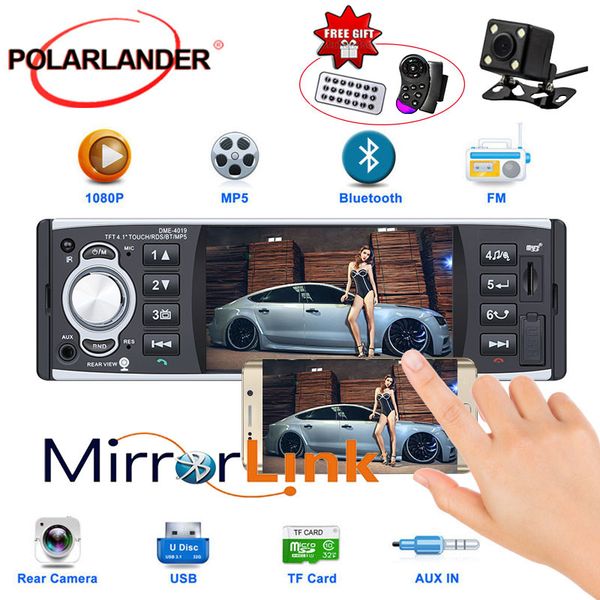 

4.1 inch hd 1 din car radio 4019b usb aux fm 2020 steering wheel control remote control audio stereo bluetooth 12v
