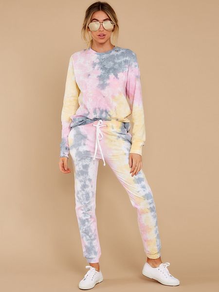 

mandi clothing 2020 european and american womens autumn and winter new tie-dye printing suit thick fabric, Gray