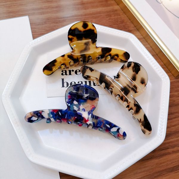 

long 9.6cm acetate leopard hair grasp clips for women female bath make up hair tools crabs clamp ornaments 6 colors