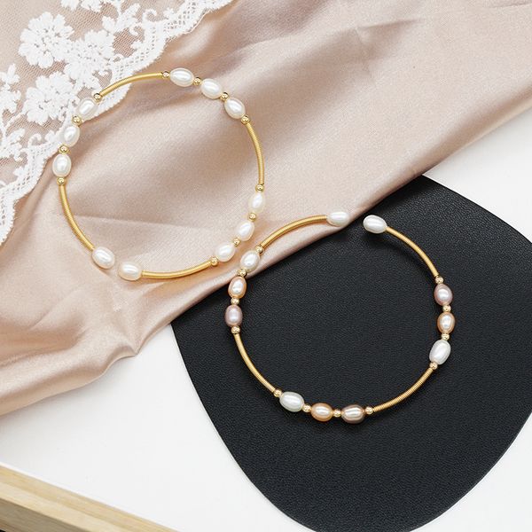 

14k золото браслет природных пресной воды pearl ручная рана открытие супер цвет сохраняя дикий браслет, Black
