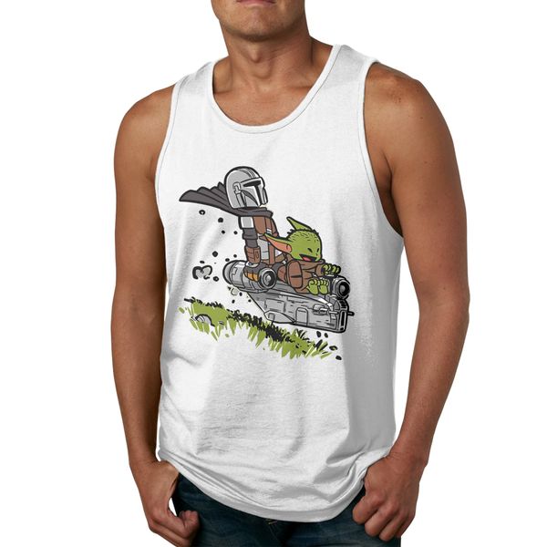 

graphic man's men's mandalorian yoda tank classic round neck retro stylish 100% cotton sleeveless vest